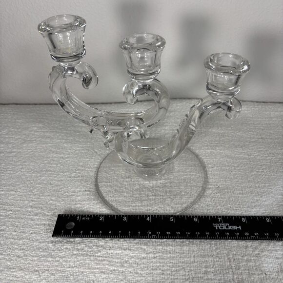 Single Mid Century Modern Crystal 3 Candle Holder Home Decor Elegant Classy - Picture 8 of 9